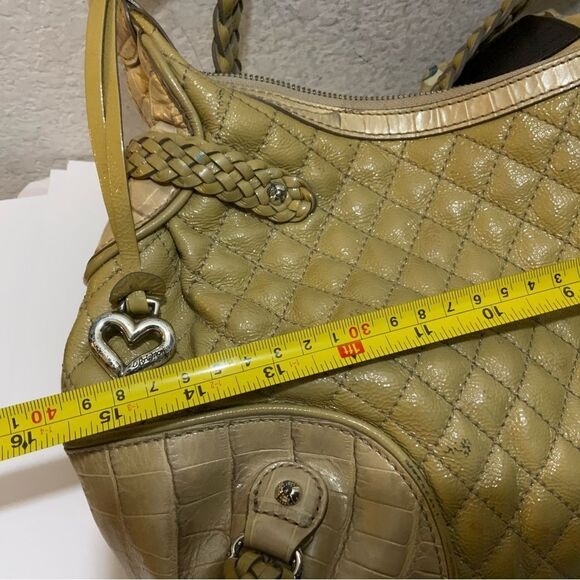 BRIGHTON  STOCKADE Quilted  Patent Leather Satchel HandBag shoulder bag - Picture 14 of 15